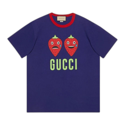 Gucci Strawberry Print Cotton T-Shirt 'Dark Blue'