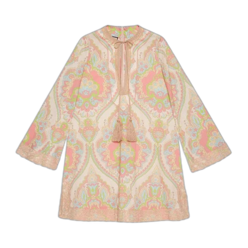 Gucci Damask Print Cotton Muslin Dress 'Pastel Pink'