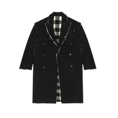 Balenciaga Double Face Check Coat 'Black/White'
