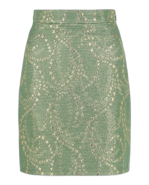 Gucci Metallic Woven Skirt Green