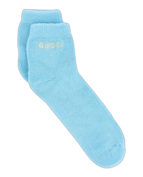 Gucci Logo Fuzzy Ankle Socks Blue