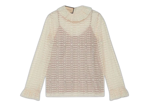Gucci Lovelight Lace Cardigan Beige