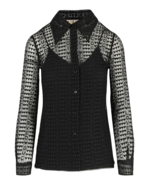 Gucci Long Sleeve Lace Shirt Black