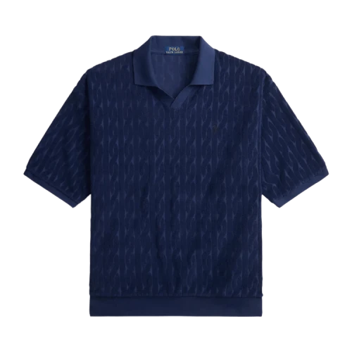 Polo Ralph Lauren Relaxed Fit Cable Terry Johnny Collar Polo 'Newport Navy'