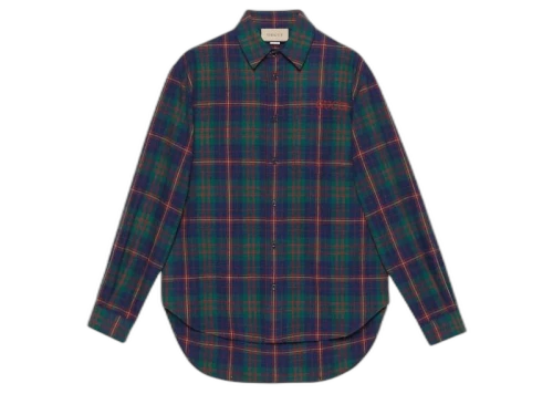 Gucci Check Pattern Shirt Green