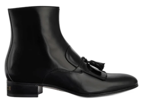 Gucci Frontal Tassels Detail Ankle Boot Black