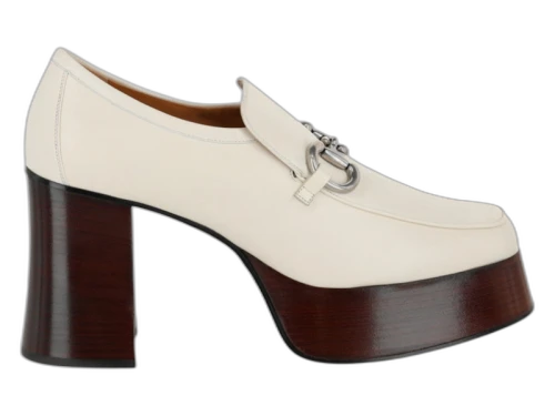 Gucci Horsebit Leather Platform Loafers Cream (Women's)