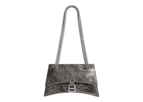 Balenciaga Women's Crush Small Chain Bag Metallized Dark Grey