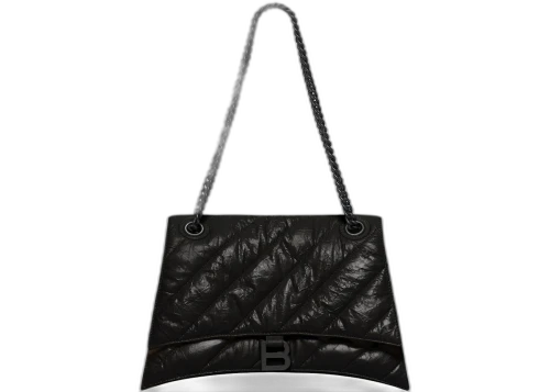 Balenciaga Crush Chain Shoulder Bag Medium Quilted Black/Black