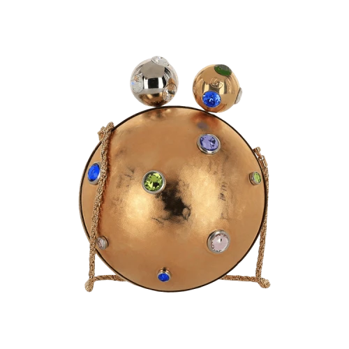 Gucci Crystal-Embellished Sphere Clutch Gold
