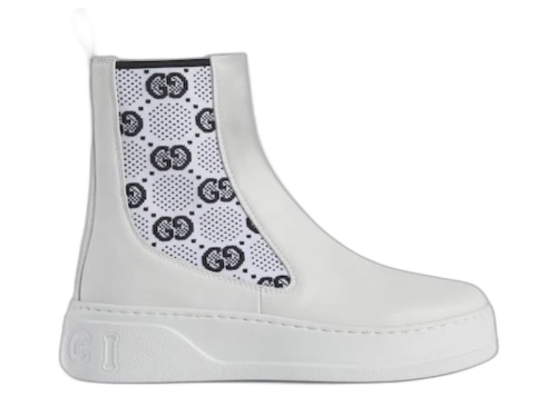 Gucci GG Jersey Chelsea Boots White (Women's)