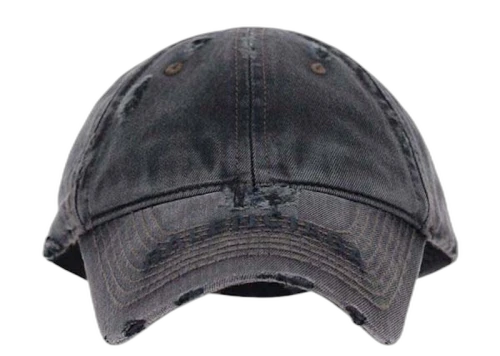 Balenciaga Distressed Denim Cap Charcoal