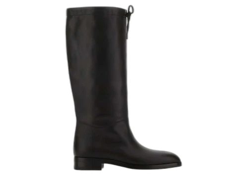 Gucci Drawstring Knee High Boots Black Beige (Women's)