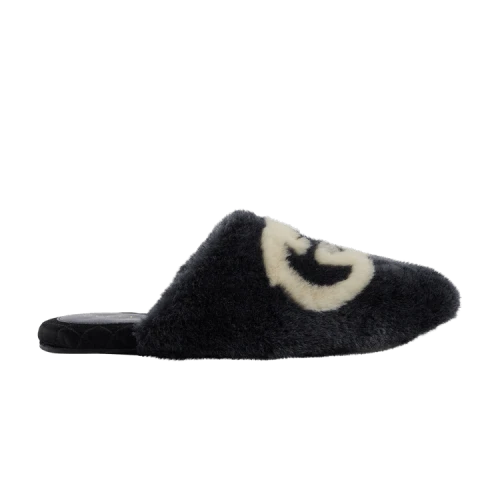 Gucci Faux-Fur Slipper 'Interlocking G - Black White' (Women's)