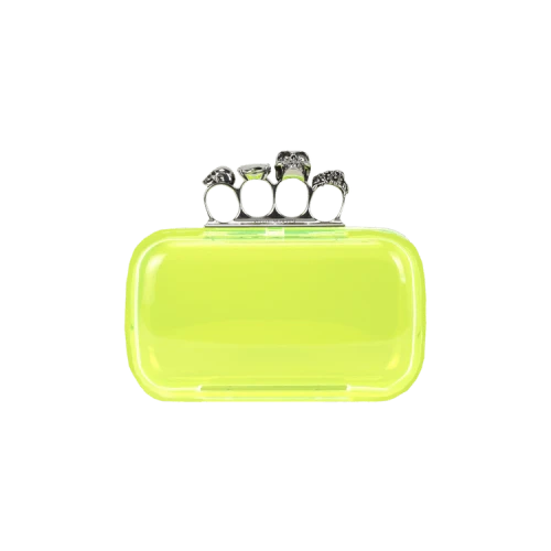 Alexander McQueen Skull Four-Ring Clutch Acid Yellow