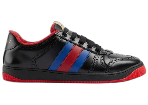Gucci Leather Screener Sneaker Black Blue Red