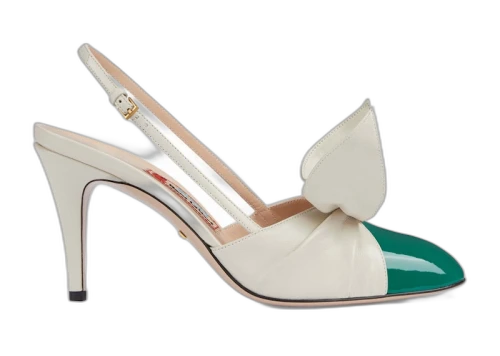 Gucci 85mm Bow Slingback Pumps White Green (Women's)