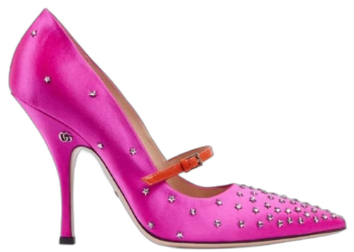 Gucci Jodie Embellished Satin Pumps Fuchsia (Women's)