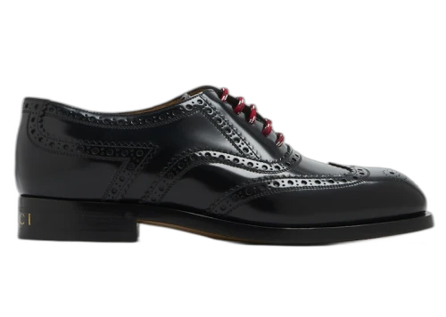 Gucci Lace Up Shoes Black Red