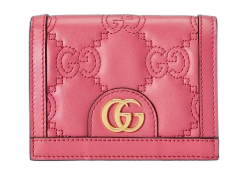 Gucci GG Matelasse Card Case Wallet Pink