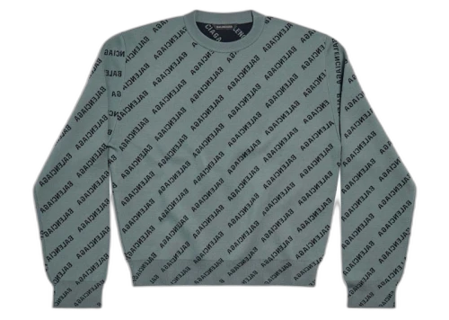 Balenciaga Mirror Mini Allover Logo Sweater Grey