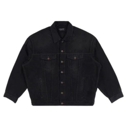 Balenciaga Embroidered Political Logo Denim Jacket 'Black'
