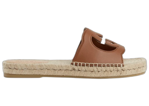 Gucci Interlocking G Cut Slide Sandal Brown