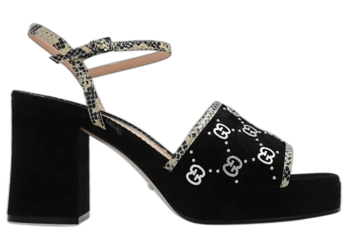 Gucci 60mm GG Suede Sandal Black (Women's)