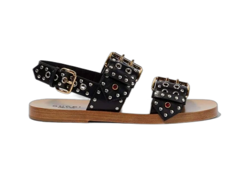 Gucci Studded Embellished Leather Sandals Black