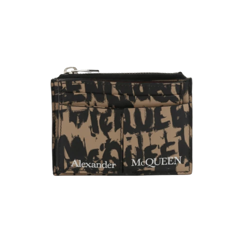 Alexander McQueen Graffiti Logo Transformer Card Holder Black Beige
