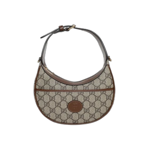 Gucci Half Moon Shaped Mini Bag With Interlocking G 'Beige/Ebony Supreme'