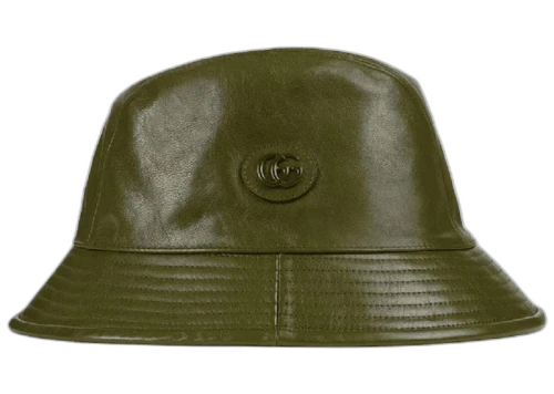 Gucci Double G Leather Bucket Hat Dark Green