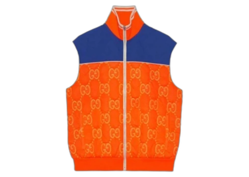 Gucci Removable Sleeve GG Jacquard Jacket Orange/Blue