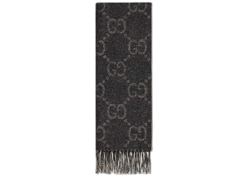 Gucci GG Wool Jacquard Scarf Charcoal/Beige
