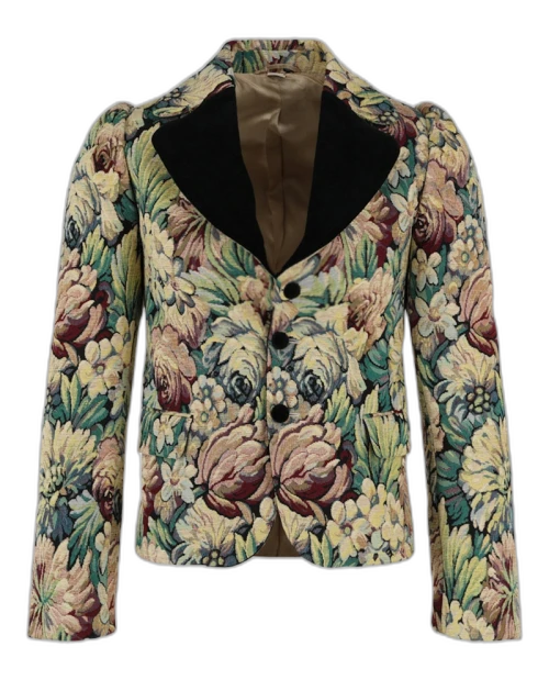 Gucci Jacquard Tailored Blazer Yellow