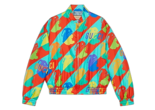 Gucci Bunny Print Twill Zip Jacket Multi