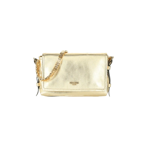 Moschino Logo-Lettering Metallic Crossbody Bag Gold