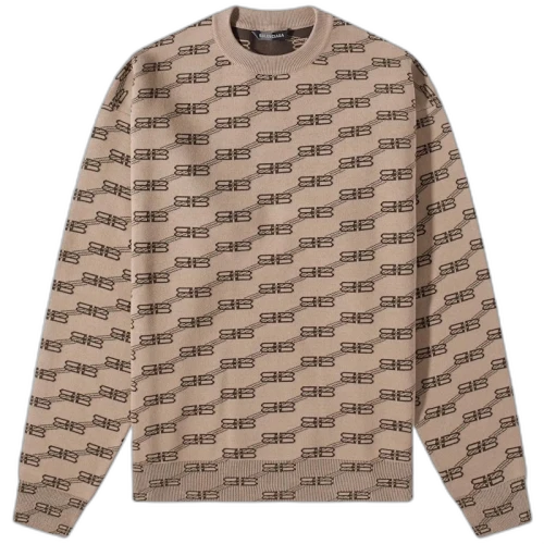 Balenciaga BB Logo Crewneck Beige