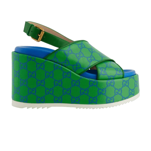 Gucci GG Supreme Platform Sandal 'Green Blue' (Women's)