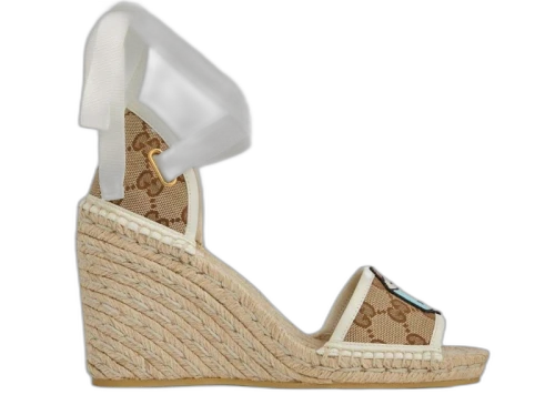 Gucci GG Espadrille with Patch Beige White (Women's)