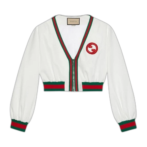 Gucci Jersey Zip Jacket With Web Stripe 'White'