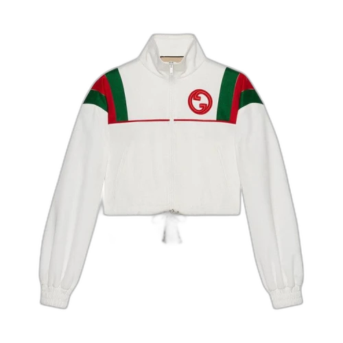Gucci Jersey Zip Jacket With Web Stripe 'White'