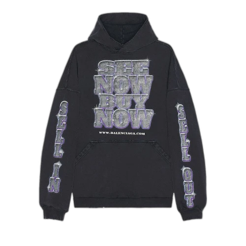 Balenciaga Large Fit Hoodie 'Faded Black'