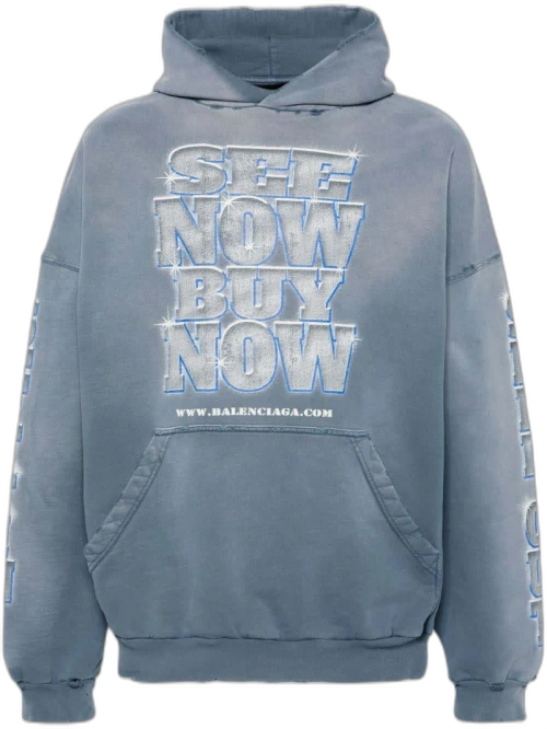 Balenciaga Large Fit Hoodie Washed Blue
