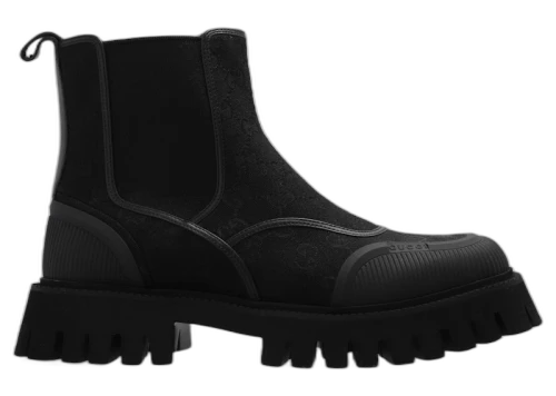Gucci GG Jacquard Canvas Ankle Boots Triple Black