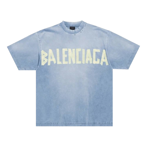 Balenciaga Tape Type Medium Fit T-Shirt 'Faded Blue'