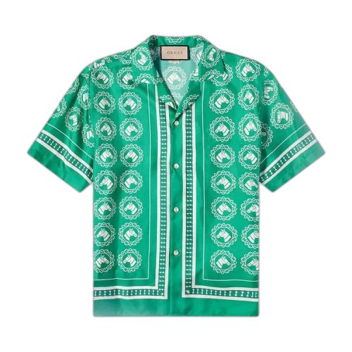 Gucci Bowling Aloha Shirt 'Green/Ivory/Multicolor'