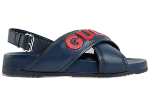 Gucci Cross Band Sandal Blue Red