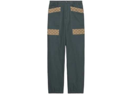 Gucci Panelled Monogram-Pattern Jeans Ash Grey