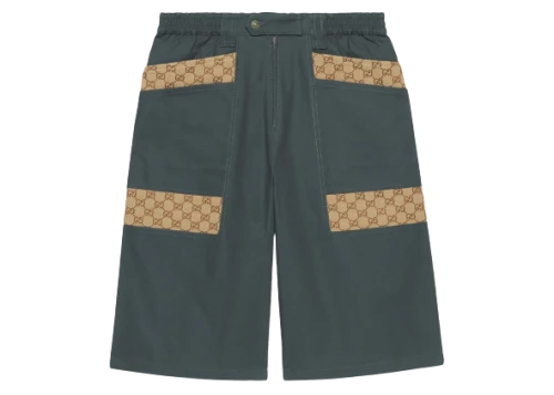 Gucci Logo Print Bermuda Shorts Blue/Grey